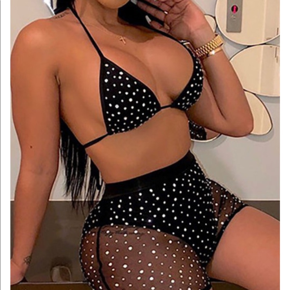Mesh bra and shorts set